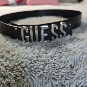 Guess Black Belt with Silver GUESS Lettering